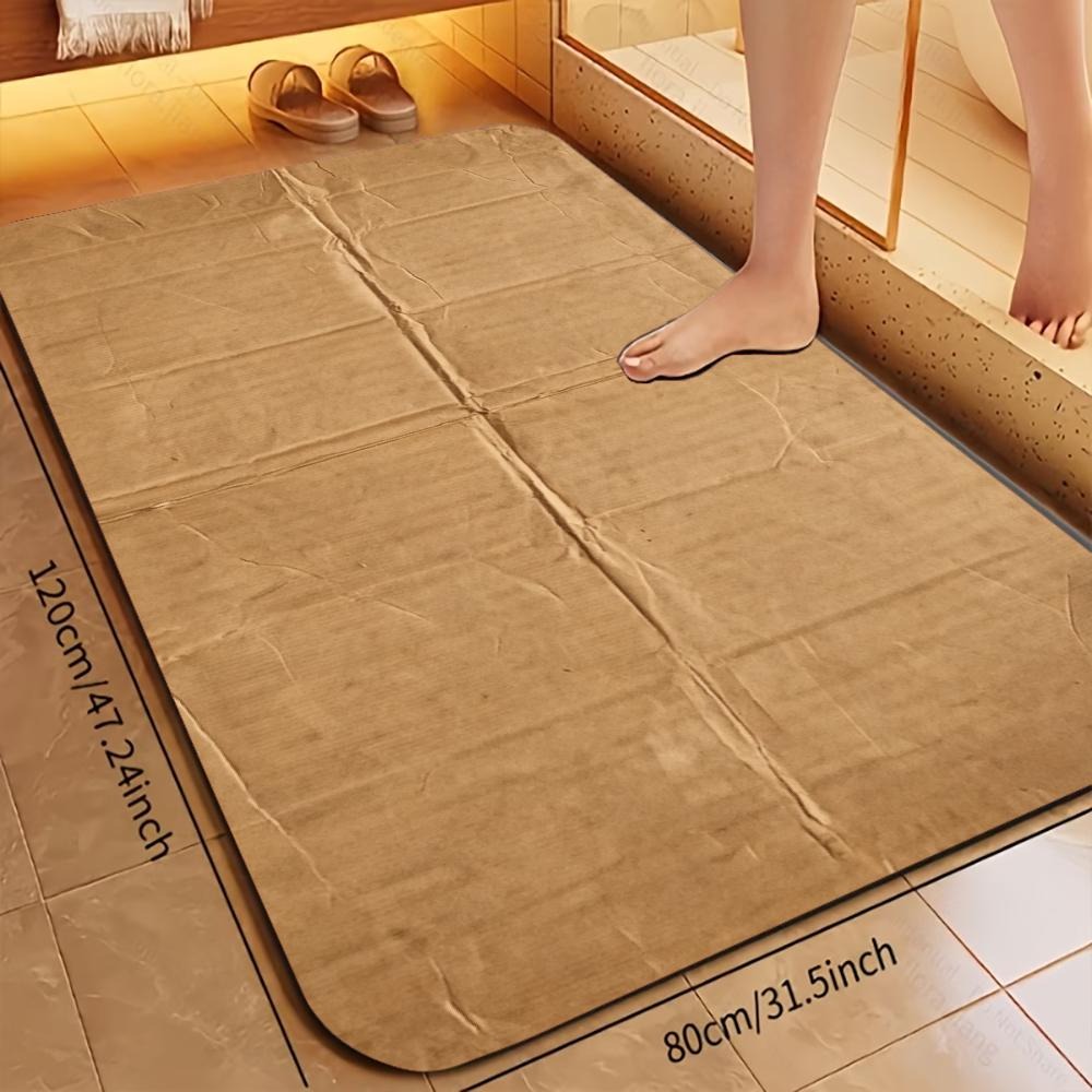 Quick Dry Diatomite Bath Mat - Kraft Paper Texture Diatomite Bath Mat
