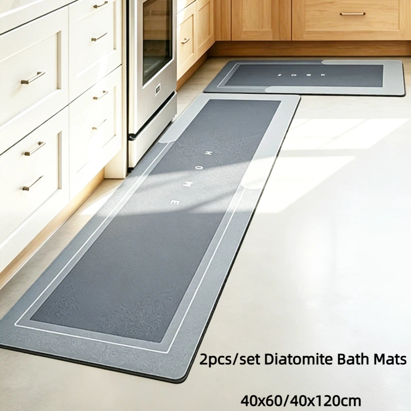 Quick Dry Diatomite Bath Mat - 2pcs/set Diatomite Bath Mats Kitchen Absorbent
