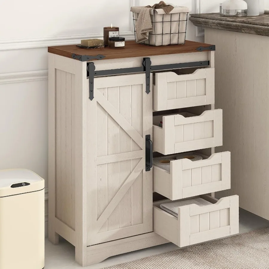 Storage & Organization - Farmhouse bathroom storage cabinet with 4