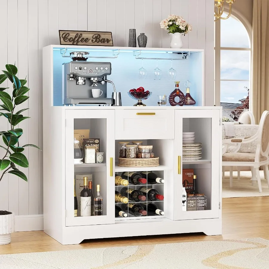 Storage & Organization - Coffee Bar Cabinet with RGB LED
