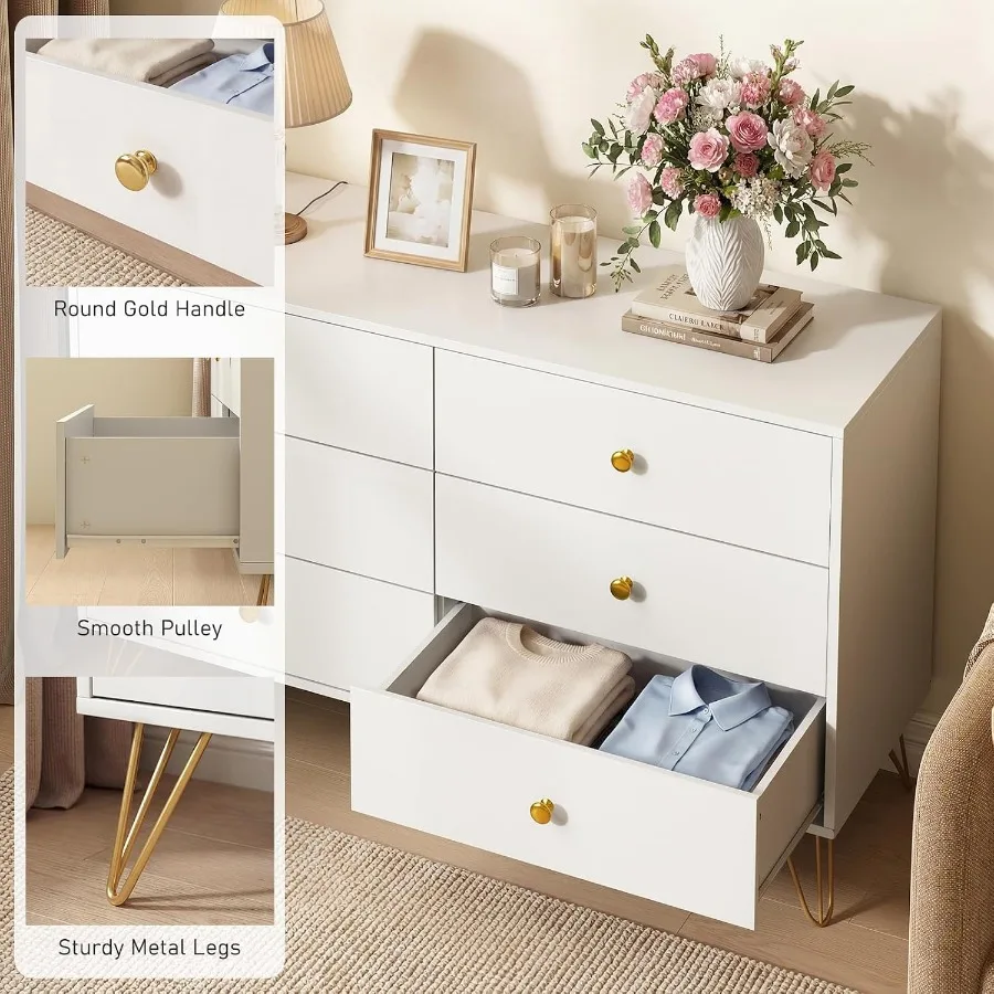 Bedroom 6-Drawer White Dresser - Storage & Organization recension och pris