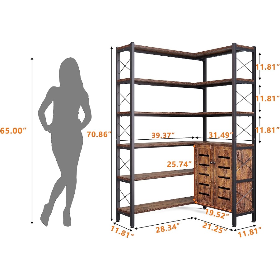 6-Shelf Corner Bookshelf for L - Storage & Organization recension och pris