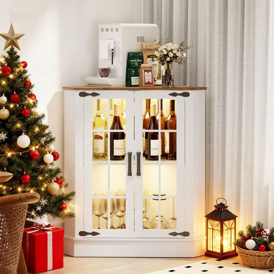 Farmhouse Cabinet With LED Lig - Storage & Organization recension och pris