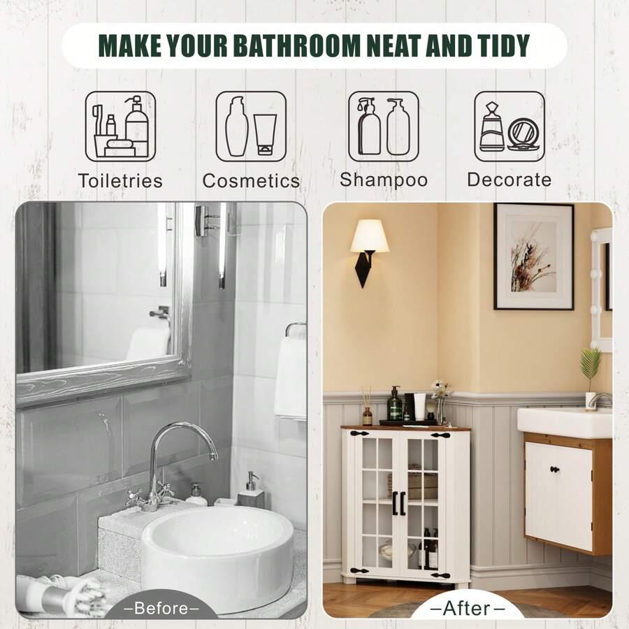 Farmhouse Cabinet With LED Lig - Storage & Organization recension och pris