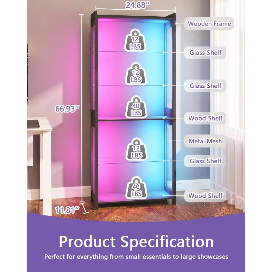 67 5-Tier Display Case for Ret - Lighting recension och pris