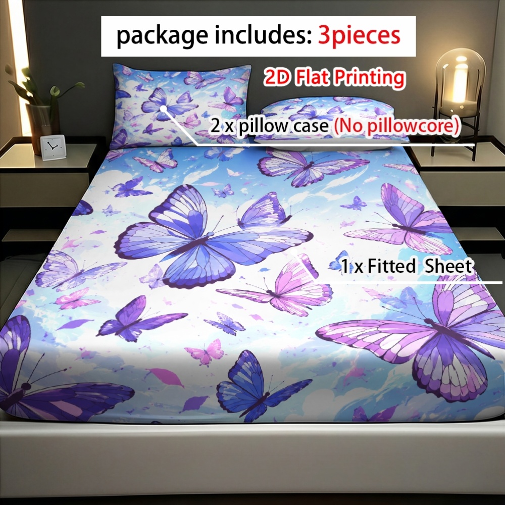 Flat Print Vibrant Purple Butt - Fitted Bed Sheets Deep Pocket recension och pris