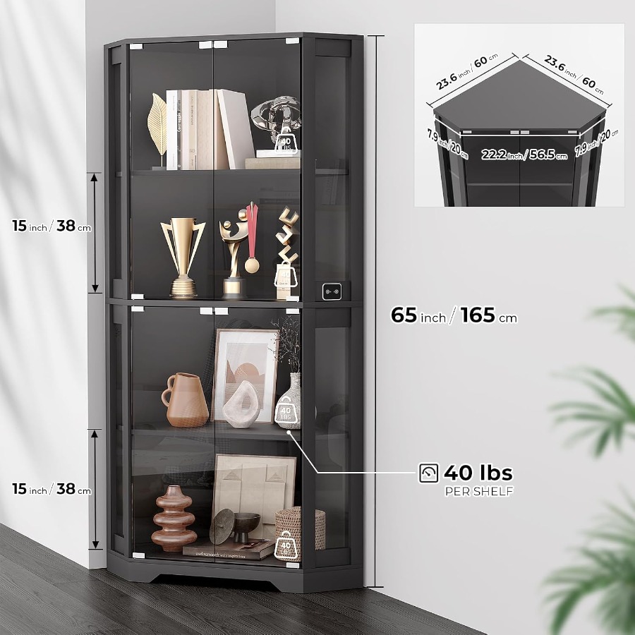 Lighted Corner Display Cabinet - Lighting recension och pris
