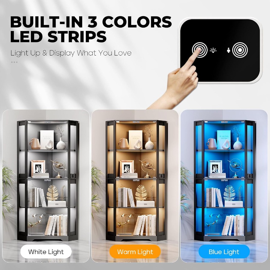 Lighted Corner Display Cabinet - Lighting recension och pris
