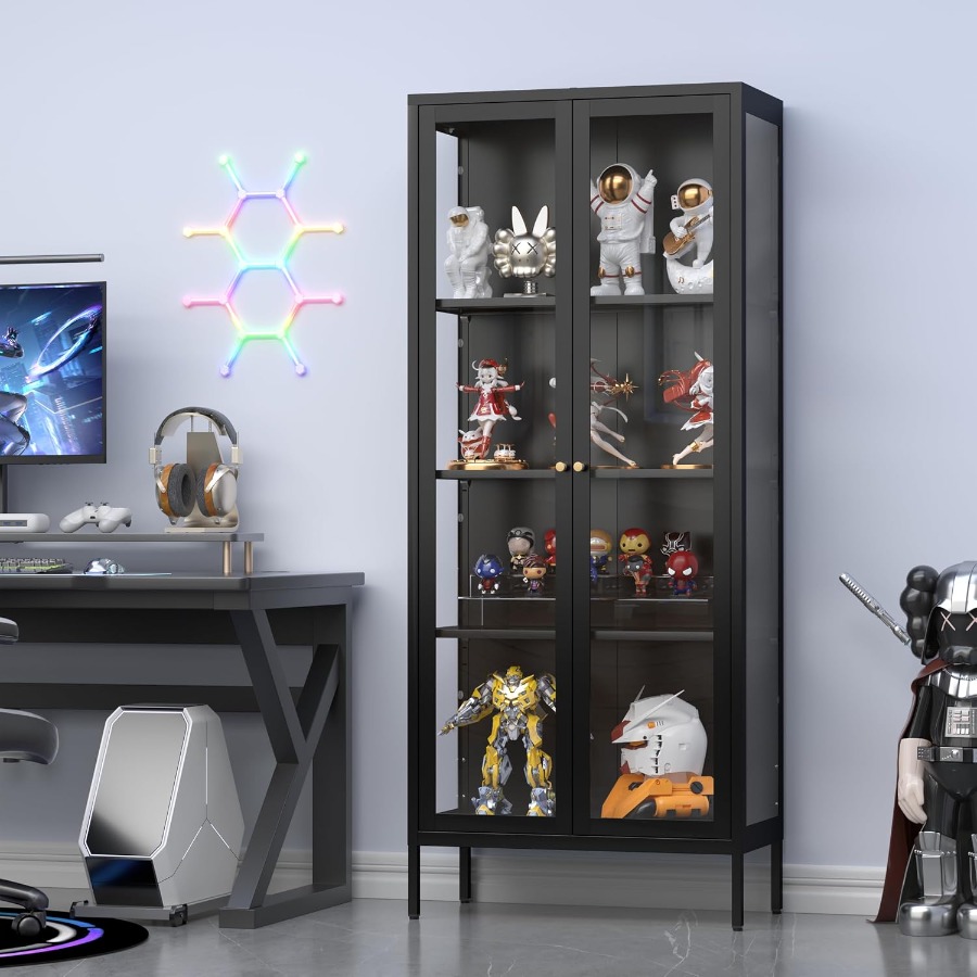 Glass Display Cabinet 4-Tier f - Lighting recension och pris