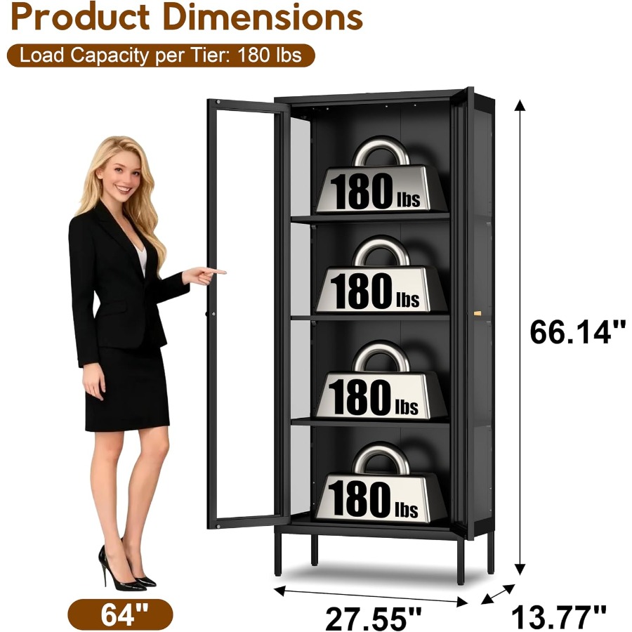 Glass Display Cabinet 4-Tier f - Lighting recension och pris
