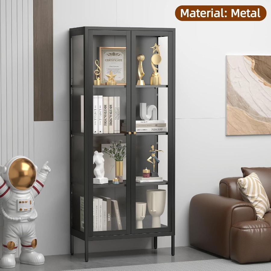 Glass Display Cabinet 4-Tier f - Lighting recension och pris