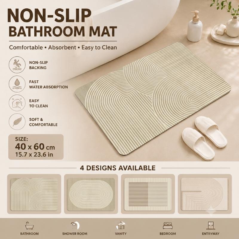 Beige Striped Diatomite Bath M - Quick Dry Diatomite Bath Mat recension och pris